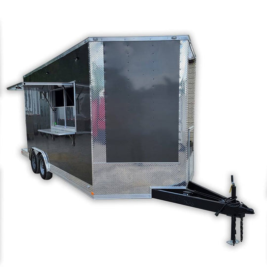 Concession Trailer 8.5' X 16' Charcoal Grey Food Event Catering - SLE Equipment - 1