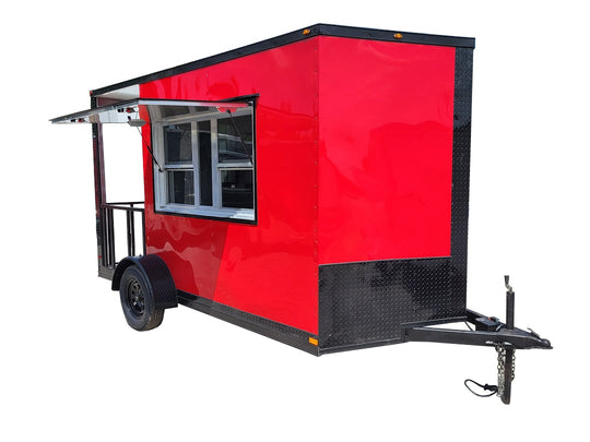 Concession Trailer 7'x12' Red Patio Food Serving Merchandising