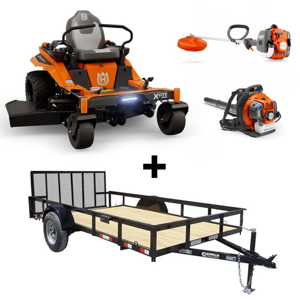 Husqvarna 54" XCite 345 24HP Koh Zero Turn Mower Util Trailer Handhelds Package - SLE Equipment - 1