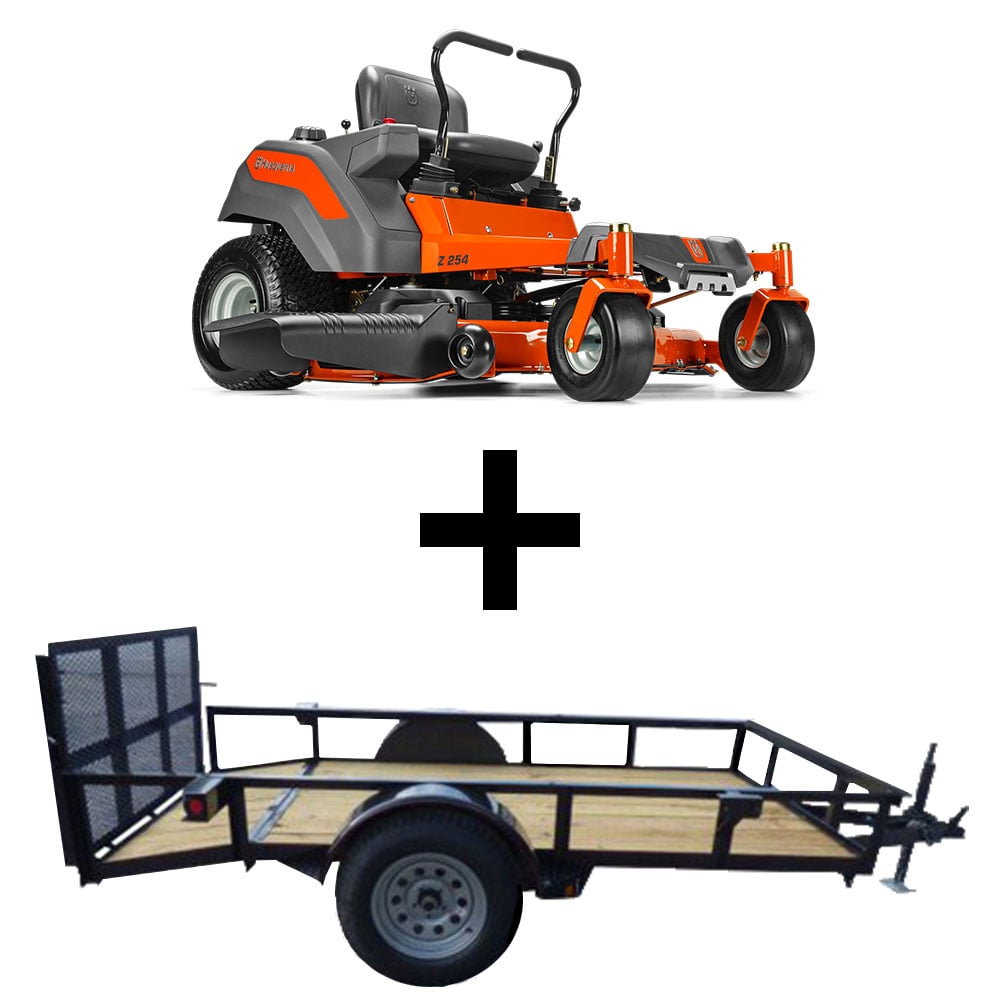 Husqvarna Z254F Kawasaki Zero Turn Mower Utility Trailer Package