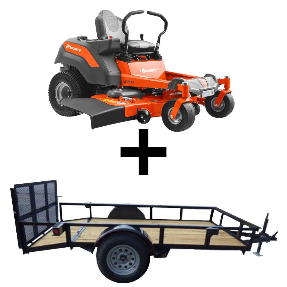 Husqvarna Z254F Kawasaki Zero Turn Mower Utility Trailer Bundle - SLE Equipment - 1