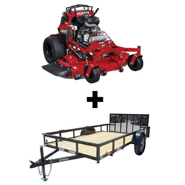 Ferris 52" SRS Z2 Stand-On (5902050) 28HP Kawasaki Zero Turn Mower and 6.4x12 Utility Trailer