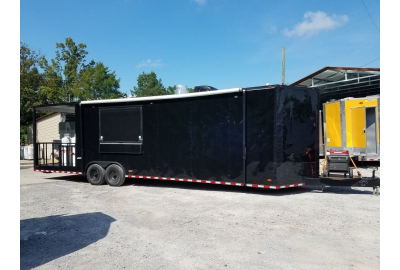 Unveiling the 8.5' x 30' Black on Black Porch Style Concession Food Trailer: A Complete Culinary Powerhouse