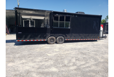 Black Out 8.5' x 28' Porch Style Concession Food Trailer