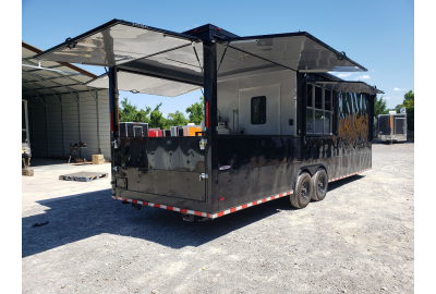 Black Out 8.5' x 28' Porch Style Concession Food Trailer