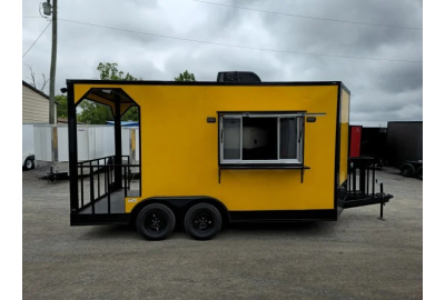 8.5x16 Elite Porch Concession Food Trailer with Blackout Pkg