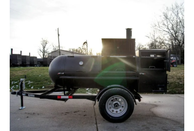 Smoker Trailer Pull Behind Wood 59"x 29" Charcoal Pit Wood Cage BBQ Cooker