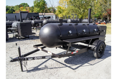 BBQ Smoker 330 Gallon Trailer Pull Behind with Wood Cage