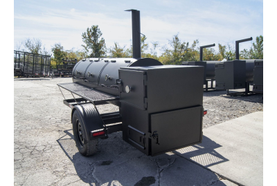 BBQ Smoker 330 Gallon Trailer Pull Behind with Wood Cage