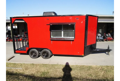 8.5x16 Elite Porch Concession Food Trailer with Blackout Pkg