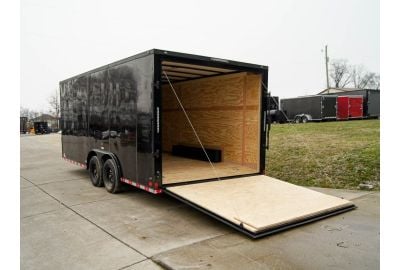 8.5x18 Black V-Nose Enclosed Trailer with Blackout Package (2) 3,500lb Axles