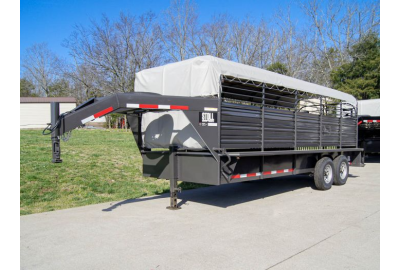 In Troducing The 20ft Stoll Gooseneck Livestock Cattle Trailer Cleated Floor Canvas Top (2) 7K Axles