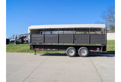 In Troducing The 20ft Stoll Gooseneck Livestock Cattle Trailer Cleated Floor Canvas Top (2) 7K Axles