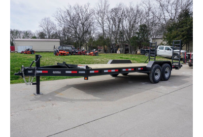 7x20 Equipment Trailer 8" I-Beam (2) 7K Axles Standup Ramps