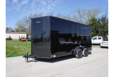 Revealing the 7x16 Enclosed Trailer Black V-Nose Blackout Pkg Tandem Axle Storage