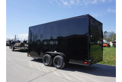 Revealing the 7x16 Enclosed Trailer Black V-Nose Blackout Pkg Tandem Axle Storage