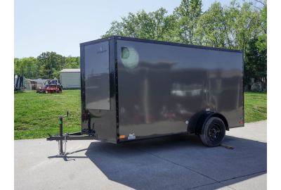 6x12 Enclosed Trailer Charcoal V-Nose Blackout Package 3,500lb Axle Storage