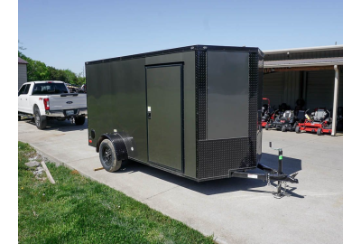 6x12 Enclosed Trailer Charcoal V-Nose Blackout Package 3,500lb Axle Storage