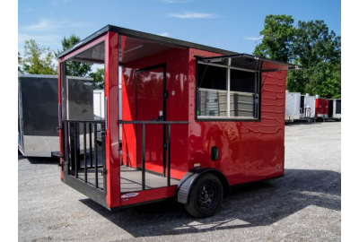 Concession Trailer 7'x12' Red Patio Food Serving Merchandising