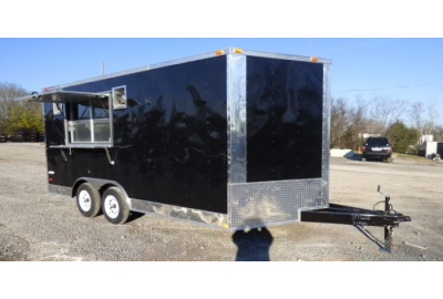 Elevating Culinary Adventures: The Black 8.5'x16' Concession Trailer for Food Event Catering BBQ