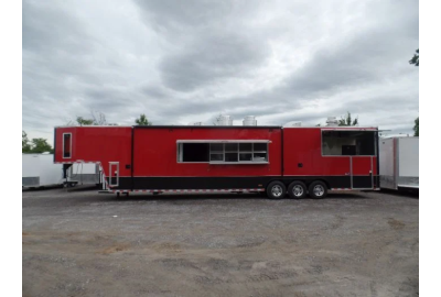 Evolving Culinary Excellence: 8.5' x 45' Red Gooseneck Concession Food Trailer With Appliances