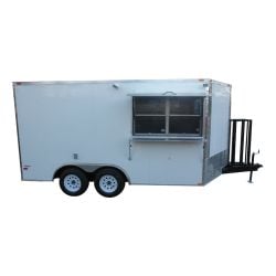 Concession Food Trailer - 8.5' x 14' - White and Features Vent Hood
