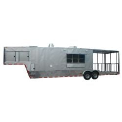 Concession Trailer 8.5'x38' Gooseneck Catering BBQ Event Food (Silver)
