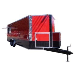 Concession Trailer 8.5'x22' Vending BBQ Smoker Event Catering (Red)