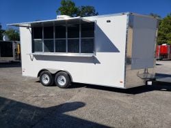 White 8.5x16 Catering Concession Food Trailer