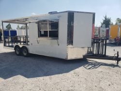 8.5 x 22 White Porch Style Concession Food Trailer