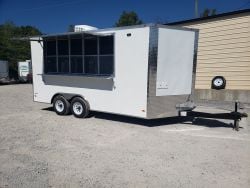8.5' x 16' White Catering Concession Food Trailer With Appliances