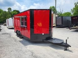 8.5' x 16' Red Concession Food Trailer Blackout