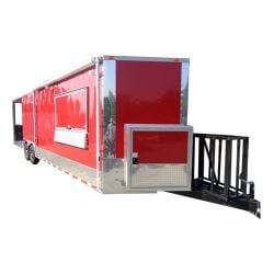 Concession Trailer 8.5' x 30' Smoker Event BBQ Catering Enclosed (Red) Restroom