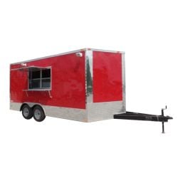  8.5' x 16' Concession Food Trailer Red Event Catering