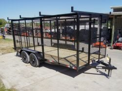 7x16 Tandem Straight Deck Utility Trailer with 6ft Mesh Sides and Ladder Racks
