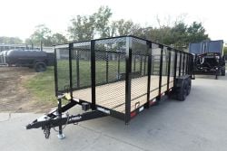 7x20 Heavy Duty Dovetail Utility Trailer 4ft Mesh Sides (2) 5,200lb Axles