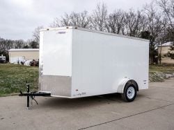 Enclosed Trailer 6'x12' White - V-Nose 3,500 lb. Axle Side Angle