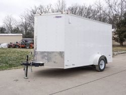 Enclosed Trailer 7'x12' Single Axle 3500lbs V-Nose W/ Ramp Side Angle
