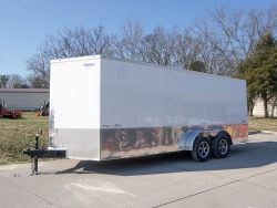 Enclosed Custom 7'x18' White Tandem Axle with Ramp and E-Tracks
