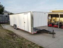8.5x28 Flat Nose White Enclosed Trailer (2) 5,200lb Axles Cargo Storage