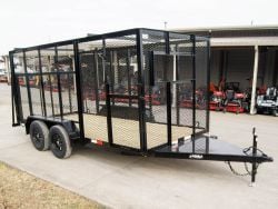 6.4x14 Straight Deck Utility Trailer 6ft Mesh with Side Slide Up Gate