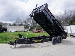 7x16 Telescopic Dump Trailer with 2ft Sides (2) 7K Axles Side Angle Fully Extended