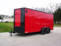 Enclosed Trailer 7x16 Red V-Nose with Blackout Package