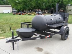 Pull Behind BBQ Smoker 250 Gallon with Charcoal Kettle 3500lb Axle