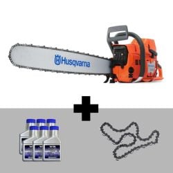 Husqvarna 395XP Chainsaw 24" Professional Logger w/ 6-Pack Oil & Extra Chain