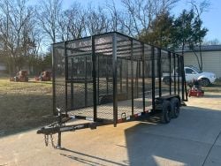 6.4x16 Straight Deck Utility Trailer 6ft Mesh Sides Roof (2) 3,500lb Axles