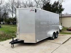 7x16 Silver V-Nose Enclosed Trailer (2) 3,500lb Axles 7ft Interior