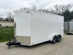 7x16 White V-Nose Enclosed Trailer (2) 3,500lb Axles 7ft Interior