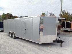 Enclosed Trailer 8.5' X 24' Silver Enclosed Equipment Hauler Storage