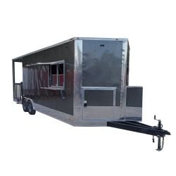 8.5' x 24' Charcoal Gray BBQ Concession Food Trailer